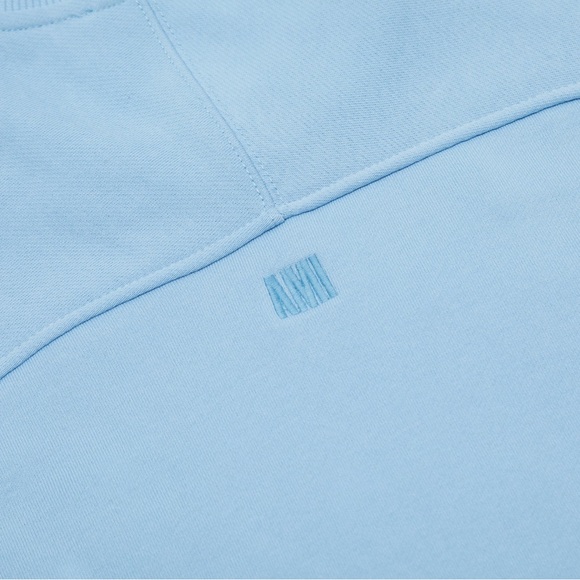 Ami Pale Blue Crewneck Sweatshirt with Heart 'A' Emblem - Picture 5 of 7